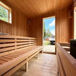 timber frame sauna interior