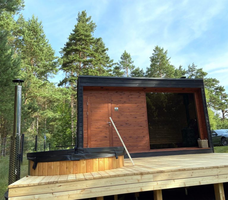 timber frame sauna hot tub